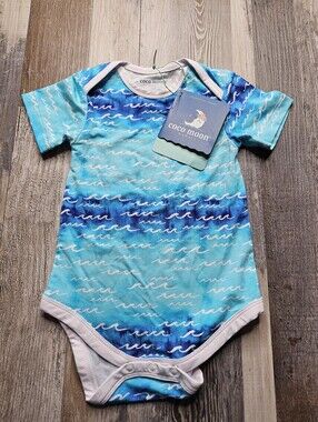 Coco Moon 6-12 Months Bamboo Huggable Onesie Nala NEW Ocean Blue